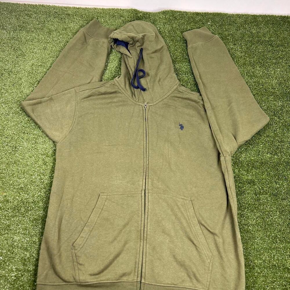 Us-polo-assn Men's Khaki and Green Hoodie